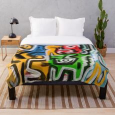 Primitive street art abstract Throw Blanket