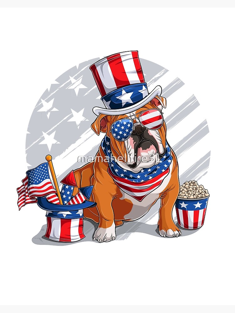 4th of July, English Bulldog, USA, Independence Day, Veteran's Day,  Memorial Day Art Board Print