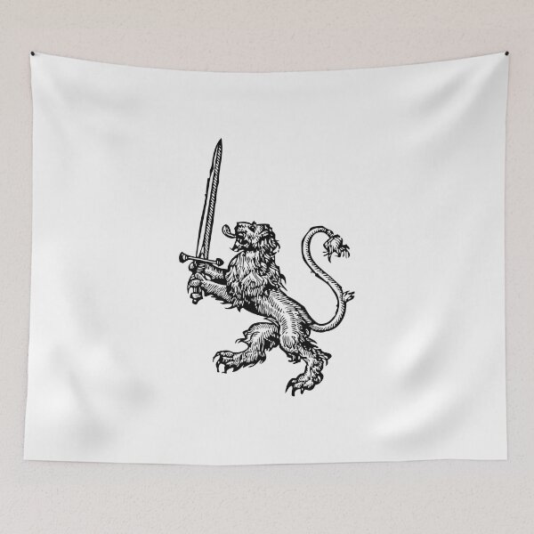 Item preview, Heraldic Lion with Sword Drawing designed and sold by LeoLabs.
