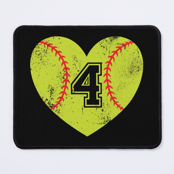 Item preview, Softball Heart Jersey Number 4 designed and sold by AdventureTee.