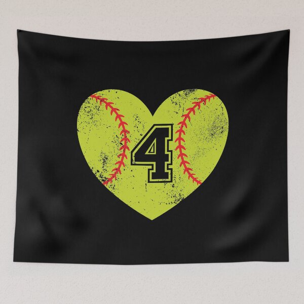 Item preview, Softball Heart Jersey Number 4 designed and sold by AdventureTee.