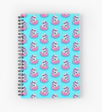 Frenchie enjoys Summer on Flamingo Pool Float in swimming pool Spiral Notebook