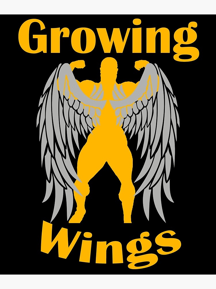 "Bodybuilding Back Pose Growing Wings? Big Lats Gold" Poster for Sale