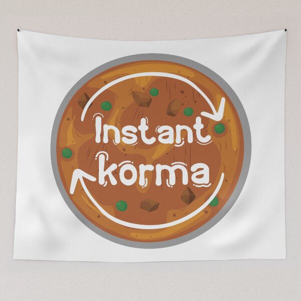 Item preview, Instant Korma or Instant Karma Funny India Pakistan Food design  designed and sold by alltheprints.