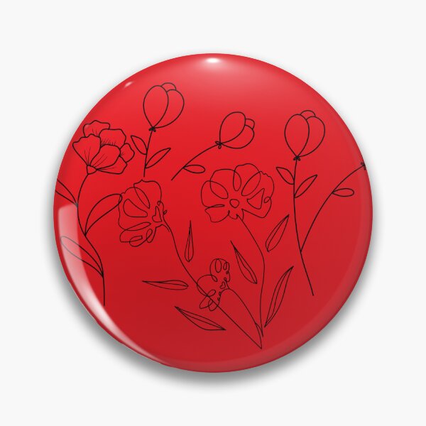Item preview, Line art flowers on red paint splotch designed and sold by Bright76.