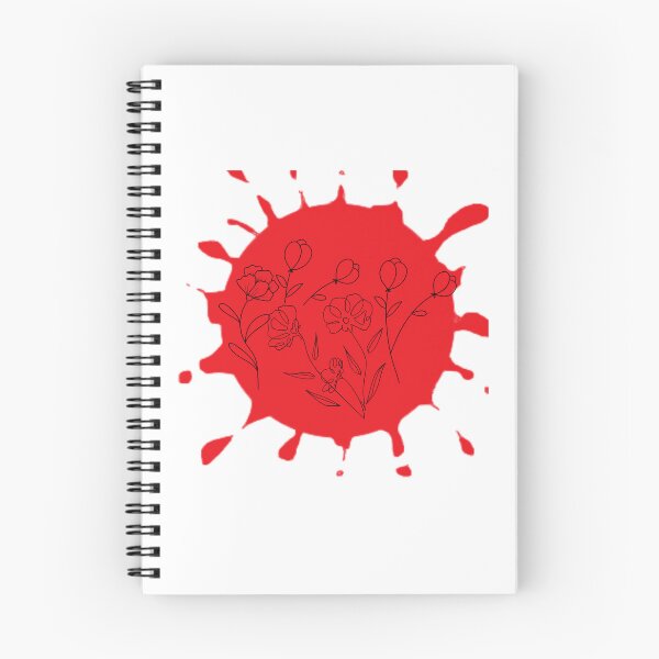 Item preview, Line art flowers on red paint splotch designed and sold by Bright76.