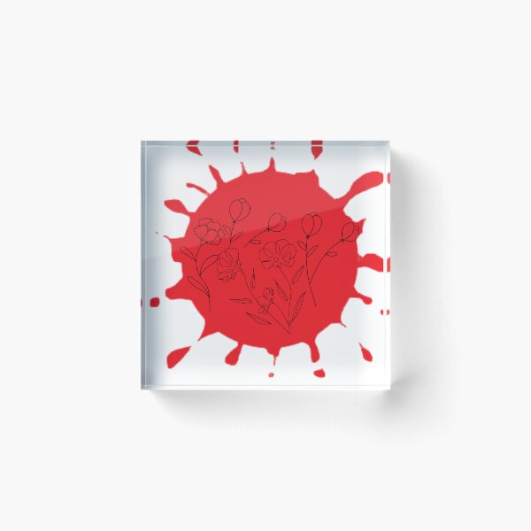 Item preview, Line art flowers on red paint splotch designed and sold by Bright76.