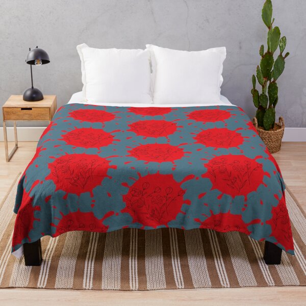 Item preview, Line art flowers on red paint splotch designed and sold by Bright76.