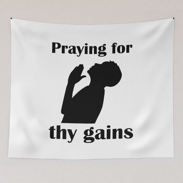 Item preview, Praying for thy gains funny gym bodybuilding black designed and sold by designsbyted.