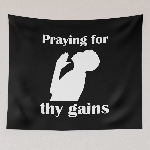 Item preview, Praying for thy gains funny gym bodybuilding white  designed and sold by designsbyted.