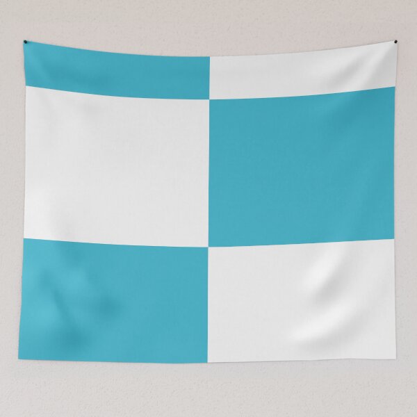 Item preview, Retro 1960s Turquoise Blue White Check Pattern designed and sold by BleuSky.