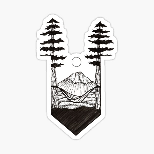 Tree Hammock ink drawing Sticker