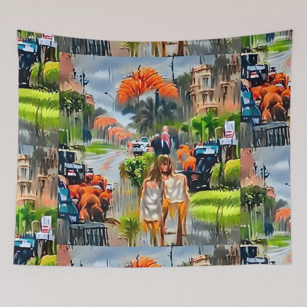 Item preview, Después de la Caída en Mar-a-Lago, Donny y Melania son expulsados del Jardín de los Estafadores designed and sold by QuackersWeb.