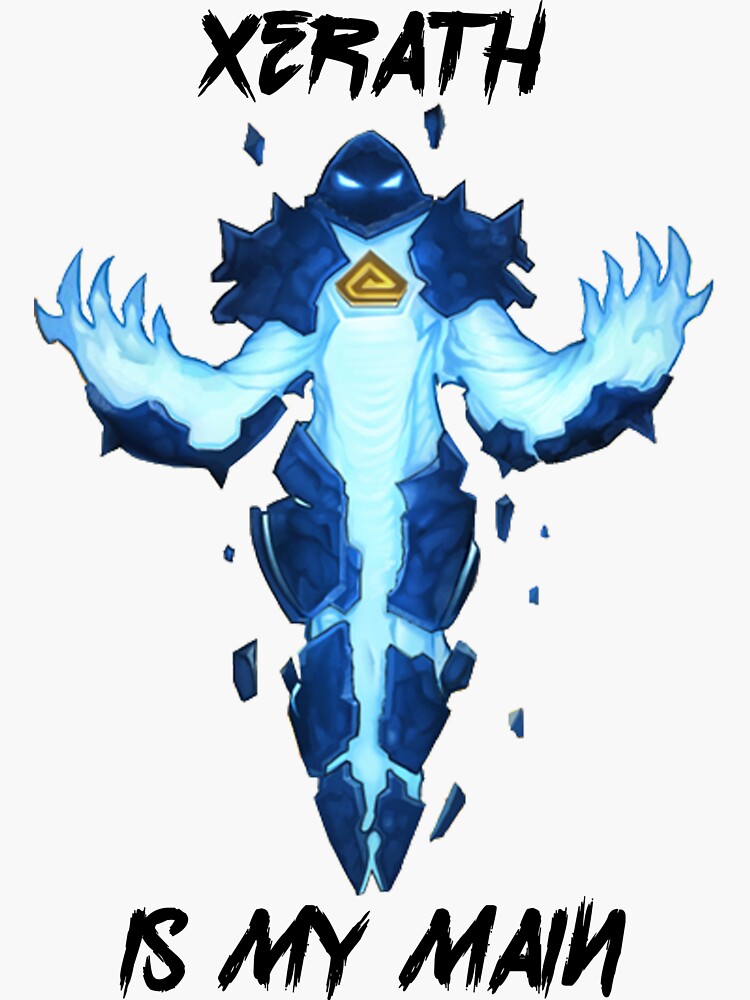 "Xerath is my main Black font" Sticker by Appelflappen Redbubble