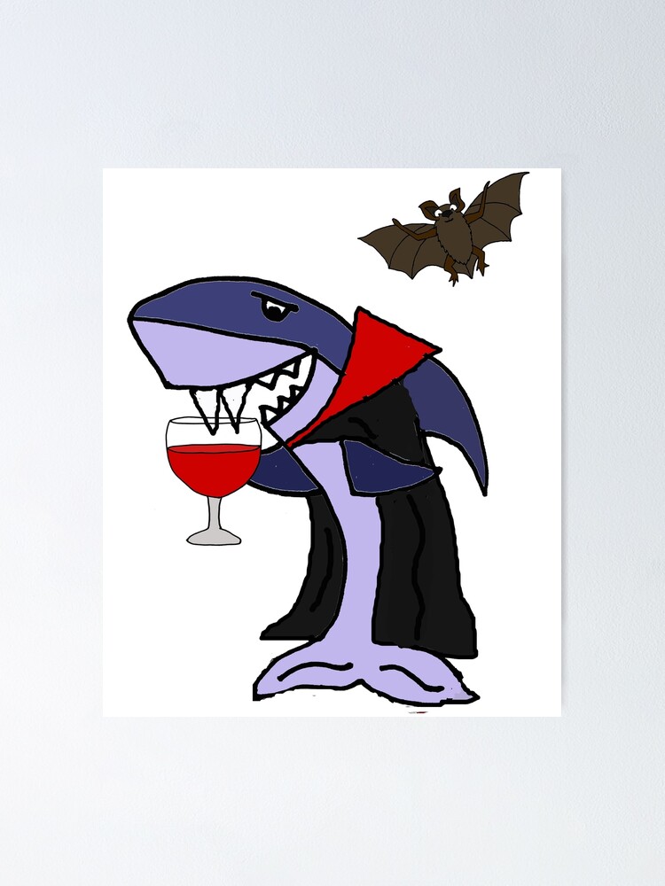 Screen Printed Shark Poster - 'Shark Tank (Turquoise and Red