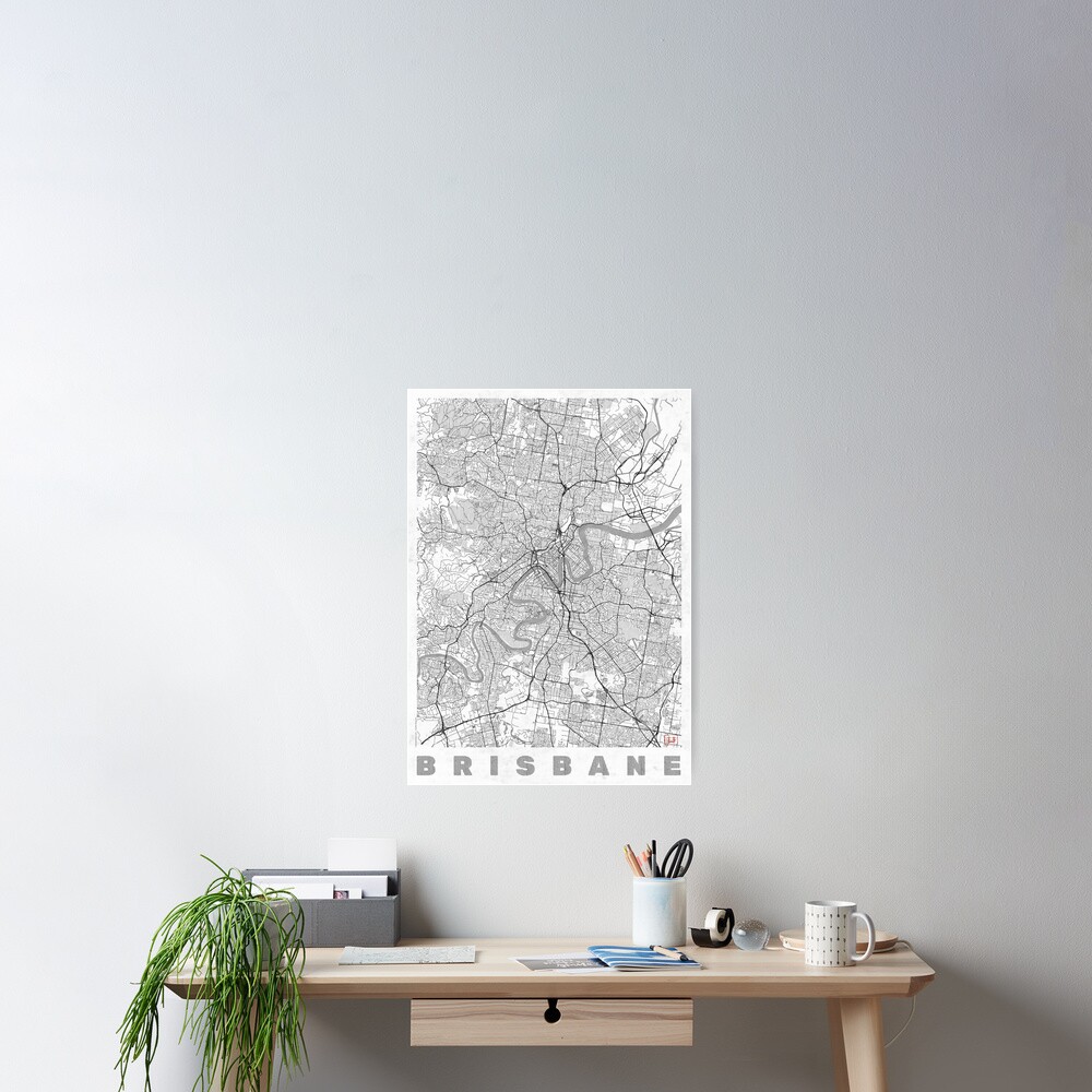 Brisbane Map Line Poster