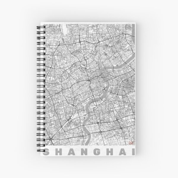 Shanghai Map Line Spiral Notebook