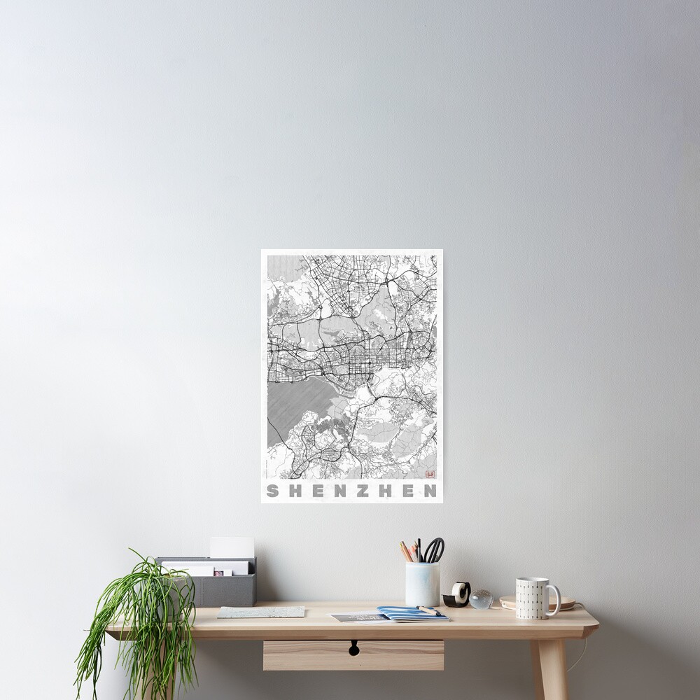 Shenzhen Map Line Poster