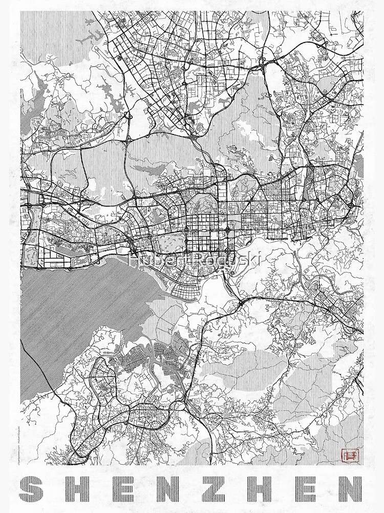 Shenzhen Map Line by HubertRoguski
