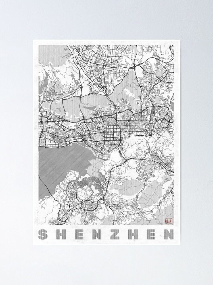 Alternate view of Shenzhen Map Line Poster
