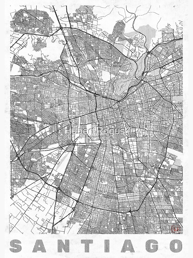 Santiago Map Line by HubertRoguski