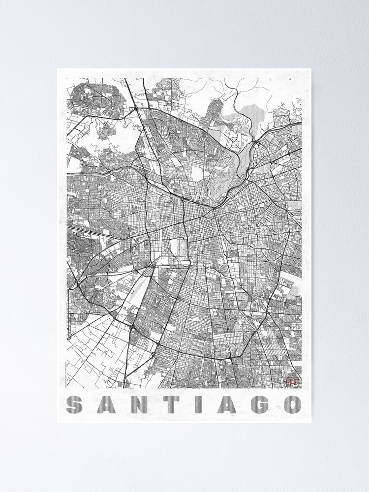 Alternate view of Santiago Map Line Poster
