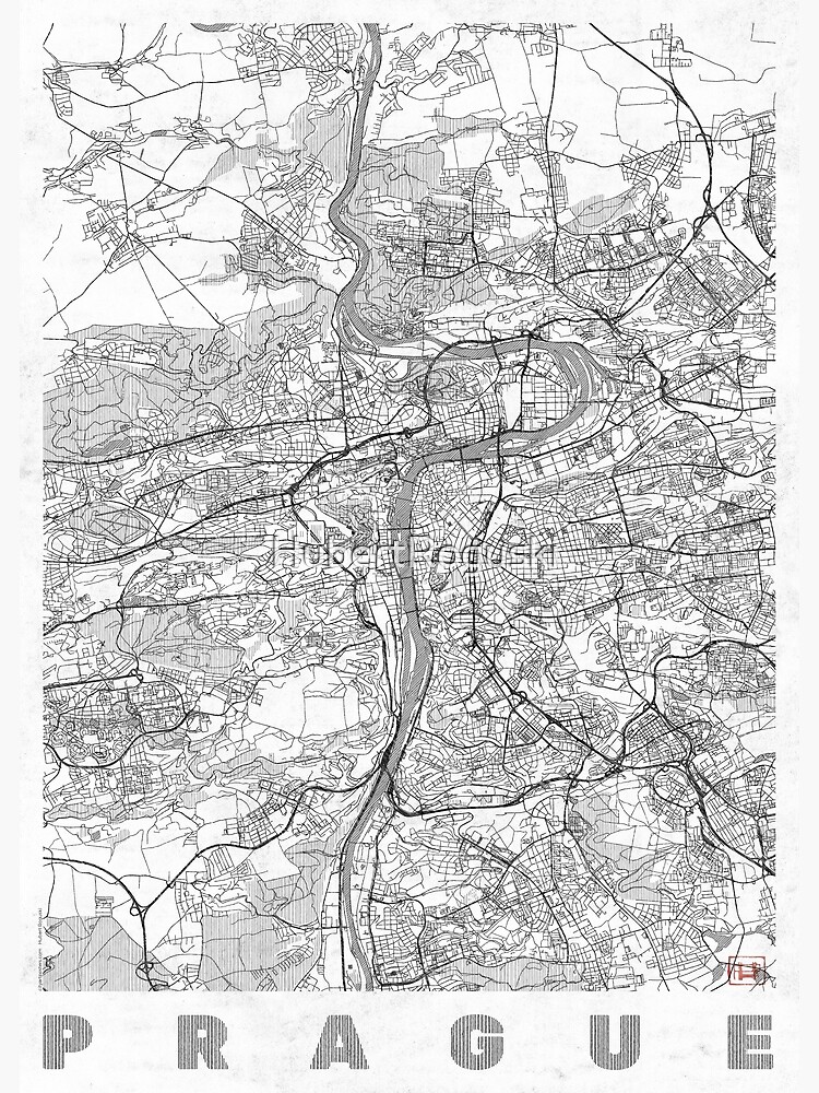 Prague Map Line by HubertRoguski