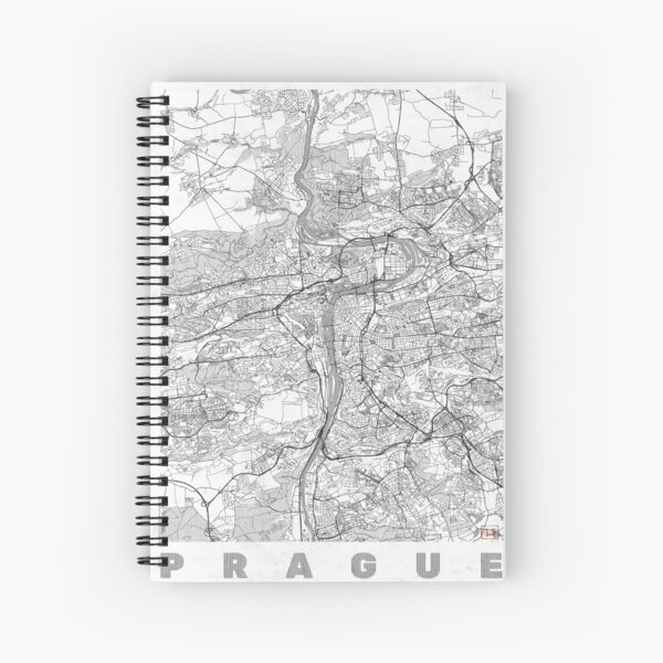 Prague Map Line Spiral Notebook