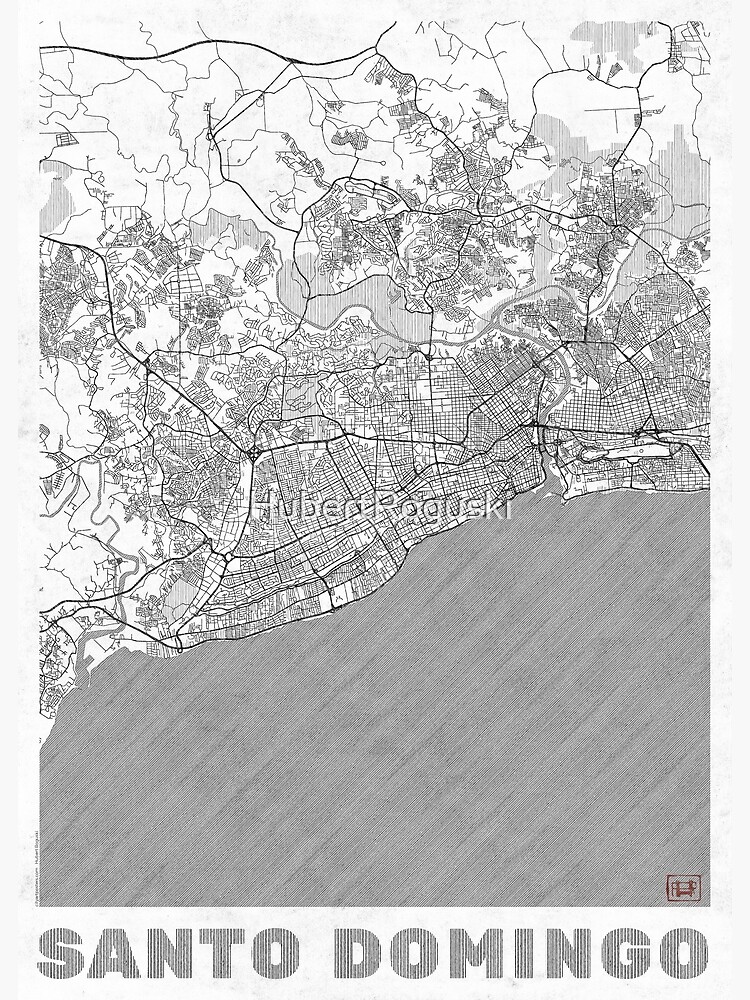 Santo Domingo Map Line by HubertRoguski