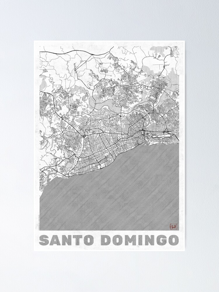 Alternate view of Santo Domingo Map Line Poster