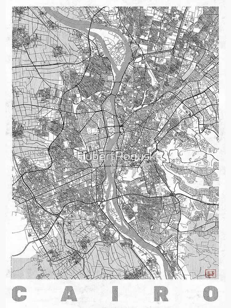 Thumbnail 3 of 3, Poster, Cairo Map Line designed and sold by HubertRoguski.
