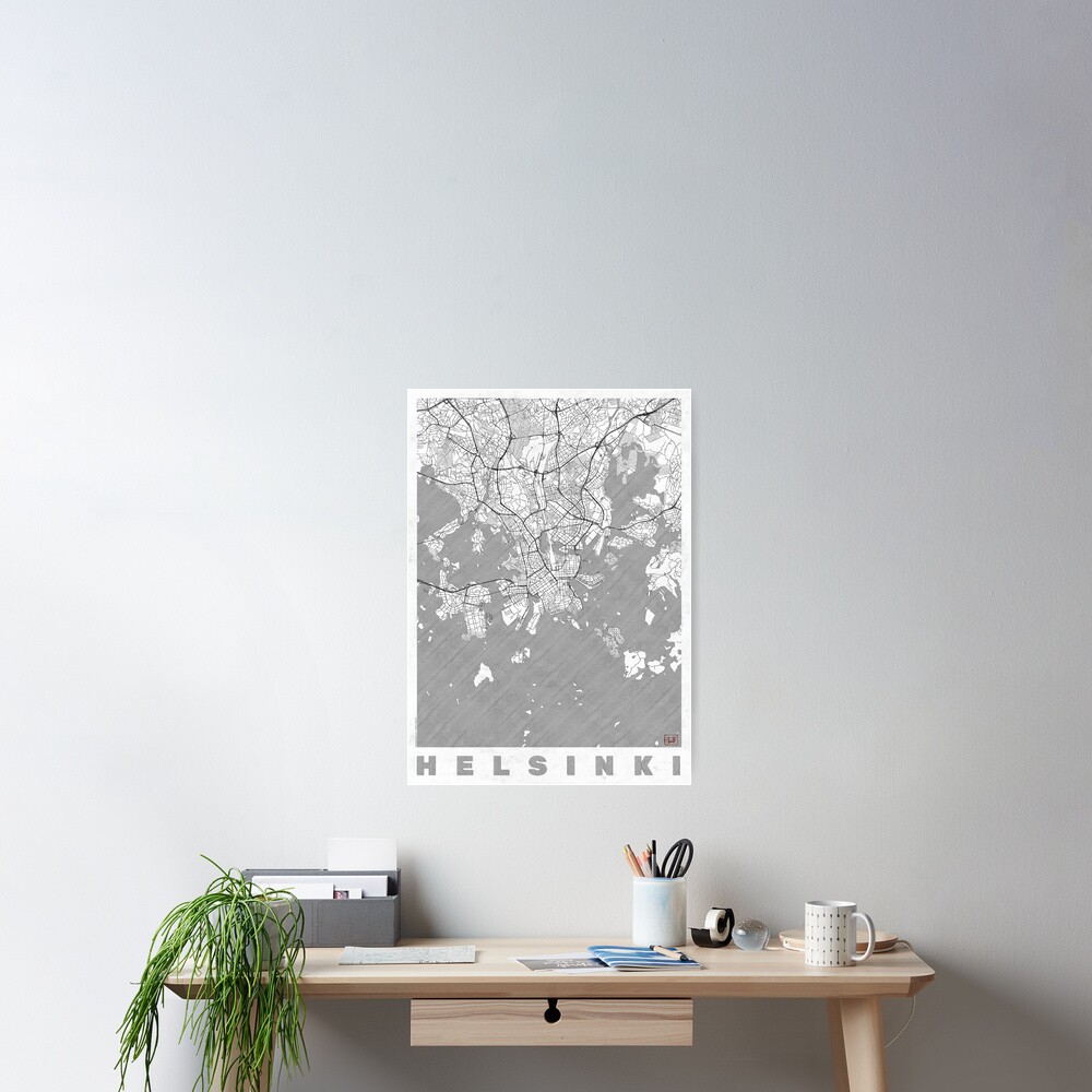 Helsinki Map Line Poster