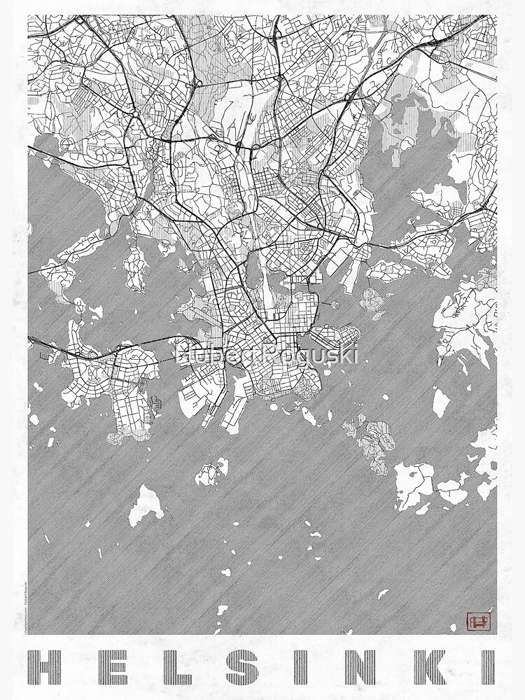 Helsinki Map Line by HubertRoguski