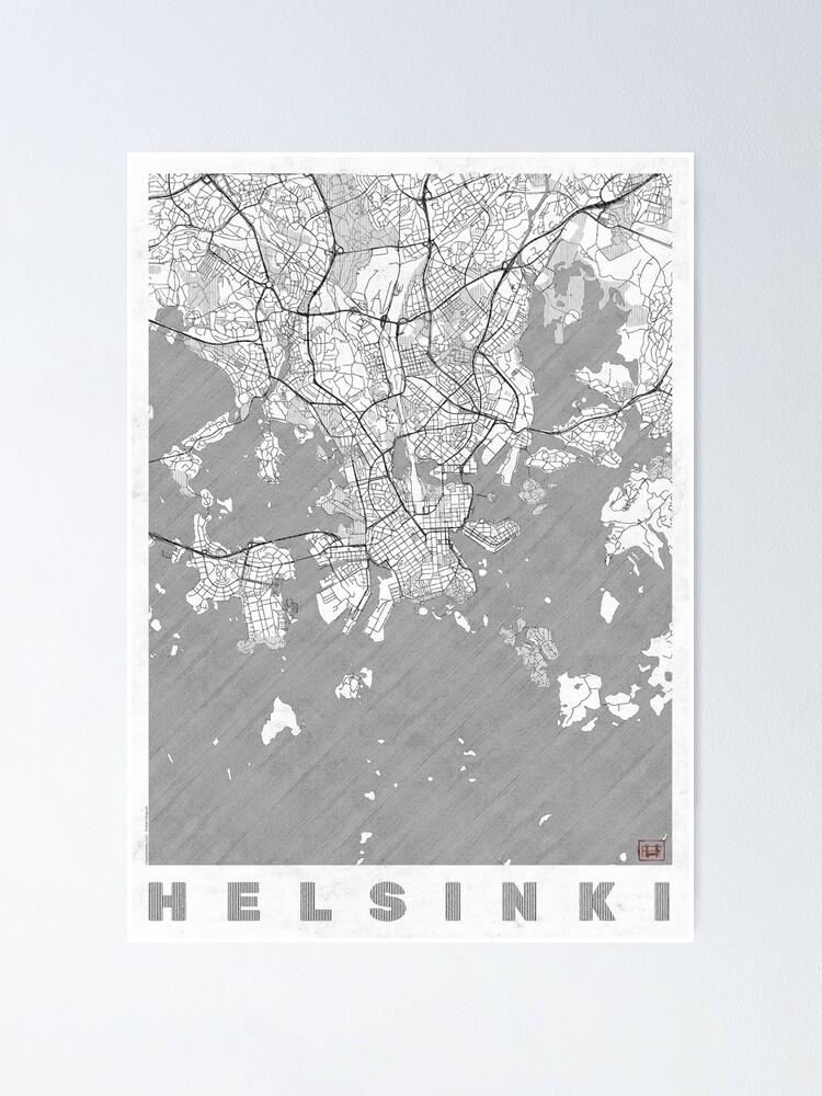 Alternate view of Helsinki Map Line Poster
