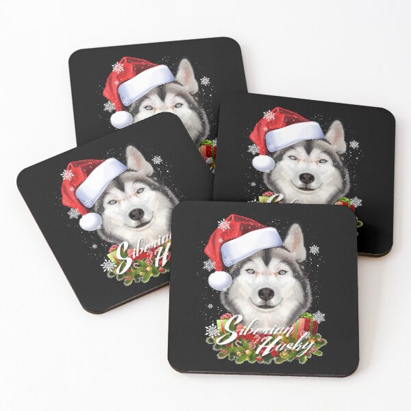 Item preview, Happy Furry White Siberian Husky Dog Christmas Santa Hat designed and sold by Barnissim.
