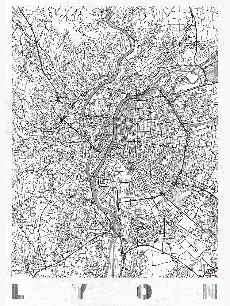 Lyon Map Line by HubertRoguski
