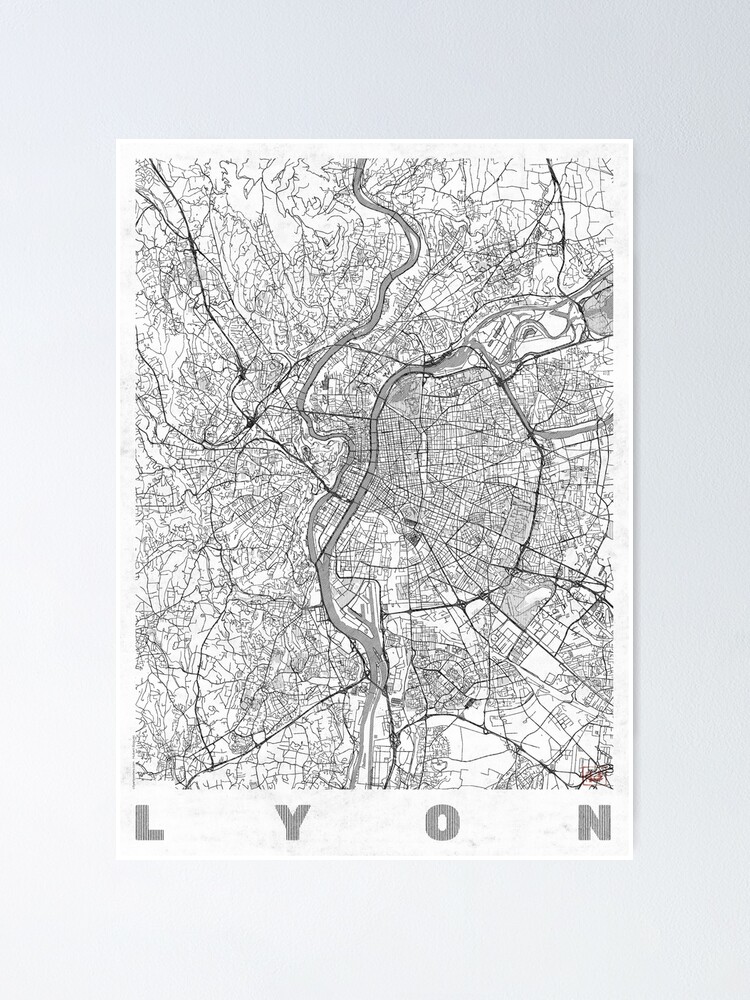 Alternate view of Lyon Map Line Poster