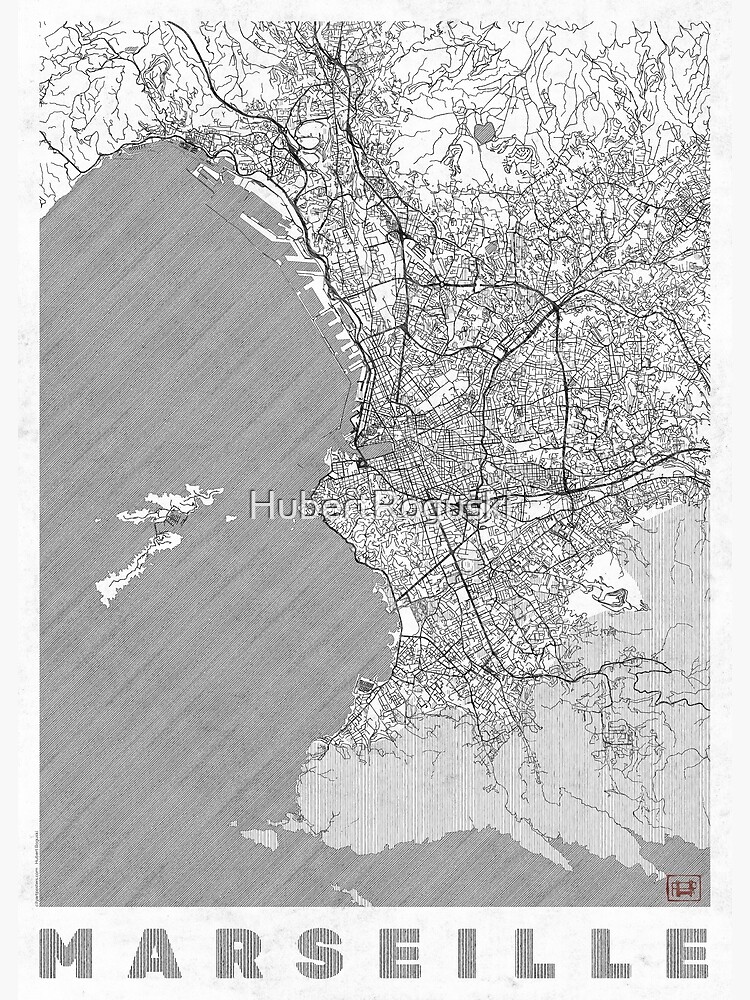 Marseille Map Line by HubertRoguski