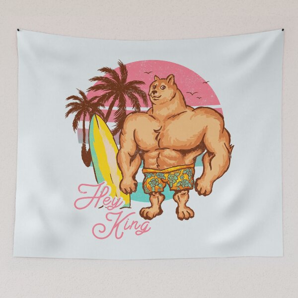 Item preview, Swole Doge Chilling on the Beach | Pink | Hey King | Big Muscle Buff Dog Meme | Chad Shiba Inu Doggo Dank Memes | Bonk Dorime | Much Wow | Backpack | Surf Sun Ocean Palm Trees | Bondi Beach designed and sold by Any Color Designs.