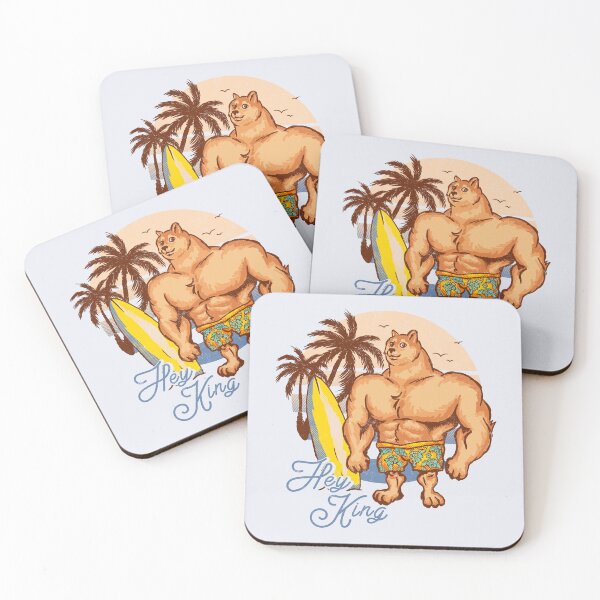 Item preview, Swole Doge Chilling on the Beach | Blue | Hey King | Big Muscle Buff Dog | Chad Shiba Inu Doggo Dank Memes | Bonk Dorime | Much Wow | Original Art Pillowcase | Surf Sun Ocean Palm Trees | Bondi designed and sold by Any Color Designs.