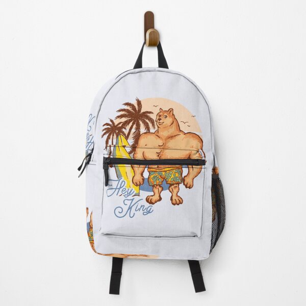 Item preview, Swole Doge Chilling on the Beach | Blue | Hey King | Big Muscle Buff Dog | Chad Shiba Inu Doggo Dank Memes | Bonk Dorime | Much Wow | Original Art Pillowcase | Surf Sun Ocean Palm Trees | Bondi designed and sold by Any Color Designs.