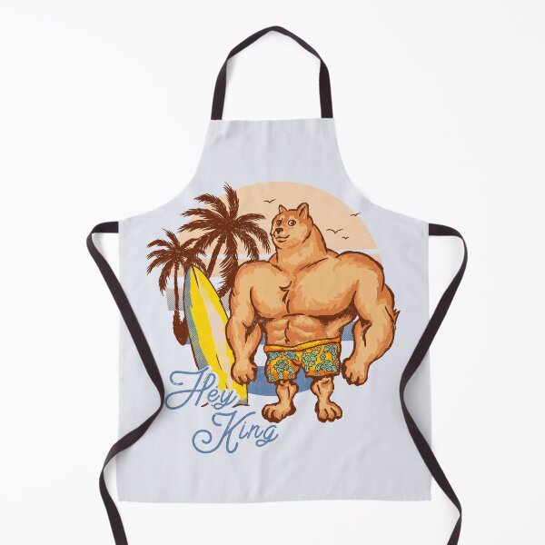 Item preview, Swole Doge Chilling on the Beach | Blue | Hey King | Big Muscle Buff Dog | Chad Shiba Inu Doggo Dank Memes | Bonk Dorime | Much Wow | Original Art Pillowcase | Surf Sun Ocean Palm Trees | Bondi designed and sold by Any Color Designs.