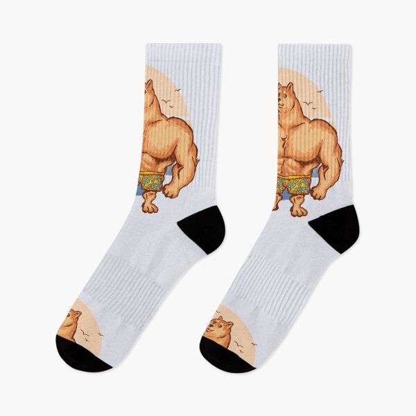 Item preview, Swole Doge Chilling on the Beach | Blue | Hey King | Big Muscle Buff Dog | Chad Shiba Inu Doggo Dank Memes | Bonk Dorime | Much Wow | Original Art Pillowcase | Surf Sun Ocean Palm Trees | Bondi designed and sold by Any Color Designs.