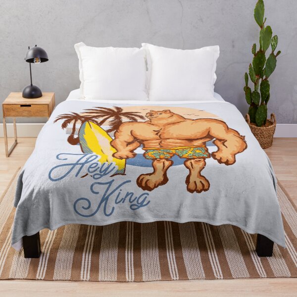 Item preview, Swole Doge Chilling on the Beach | Blue | Hey King | Big Muscle Buff Dog | Chad Shiba Inu Doggo Dank Memes | Bonk Dorime | Much Wow | Original Art Pillowcase | Surf Sun Ocean Palm Trees | Bondi designed and sold by Any Color Designs.