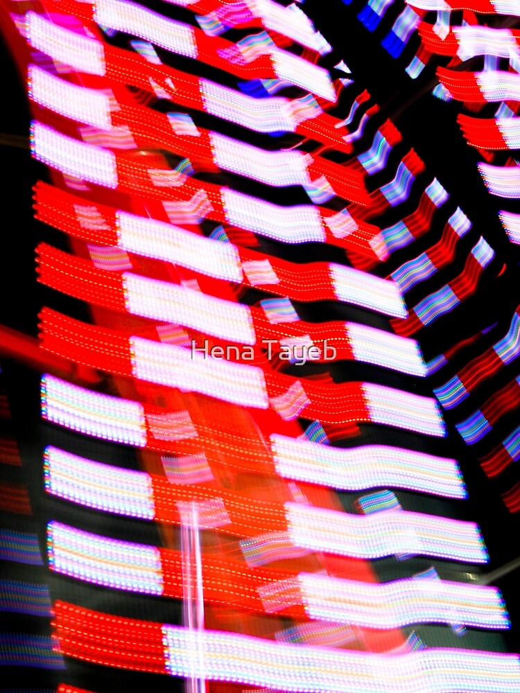 Red White and Blue Abstract Light Pattern Print by henzy
