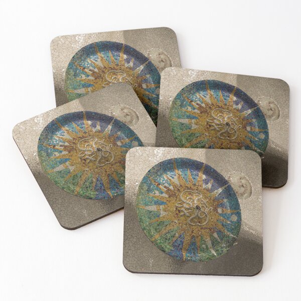 Item preview, Stylized Sun - Antoni Gaudi Ceiling Medallion at Hypostyle Room in Park Guell - Left Vertical designed and sold by Georgia Mizuleva.