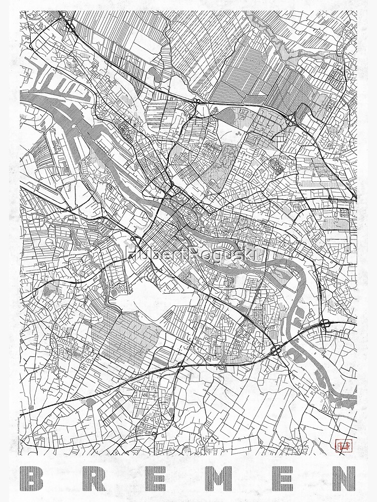 Thumbnail 3 of 3, Poster, Bremen Map Line designed and sold by HubertRoguski.