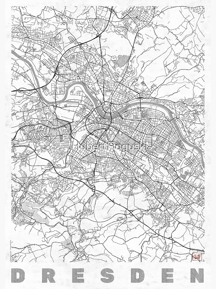 Dresden Map Line by HubertRoguski