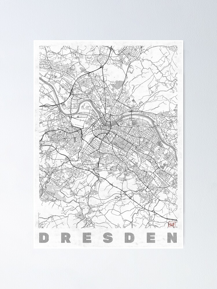Alternate view of Dresden Map Line Poster