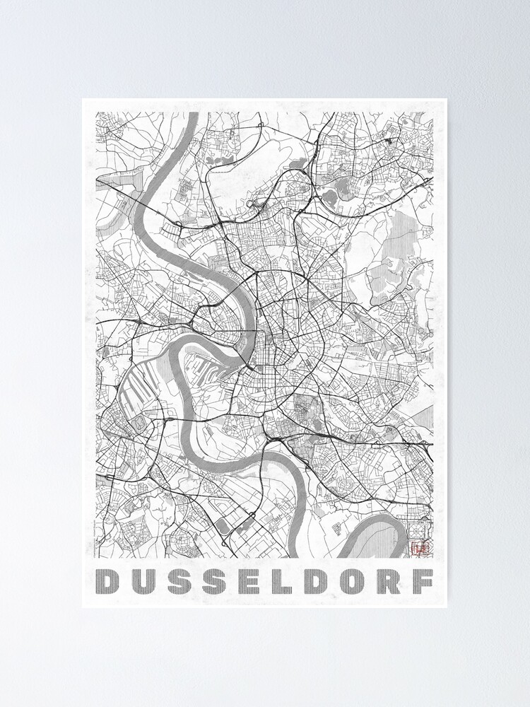Alternate view of Dusseldorf Map Line Poster